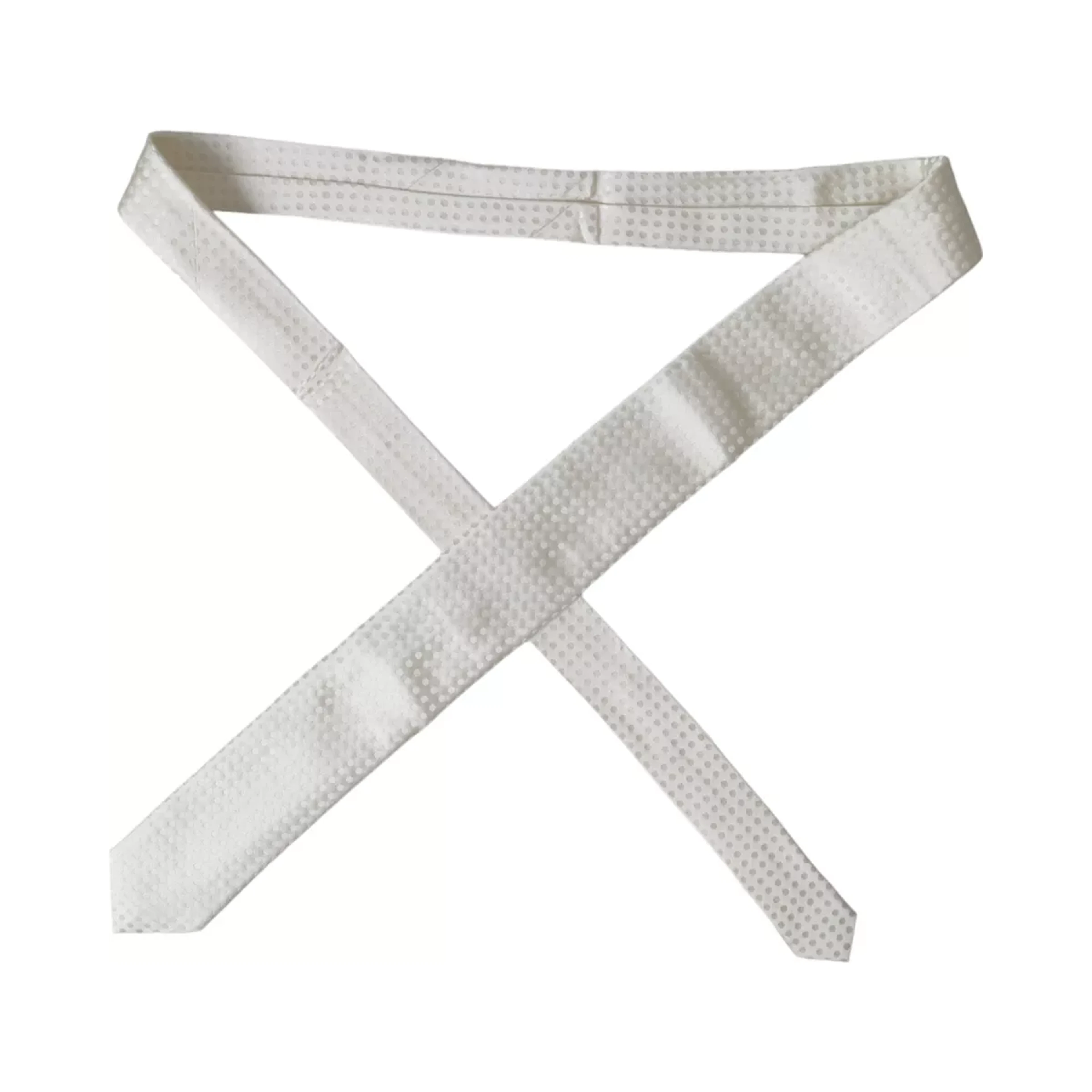 White Dotted Silk Classic Adjustable Men Tie