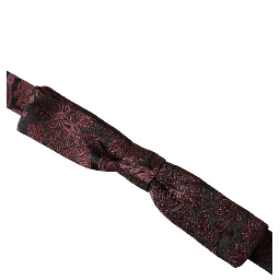 Maroon Floral Silk Adjustable Neck Men Bow Tie