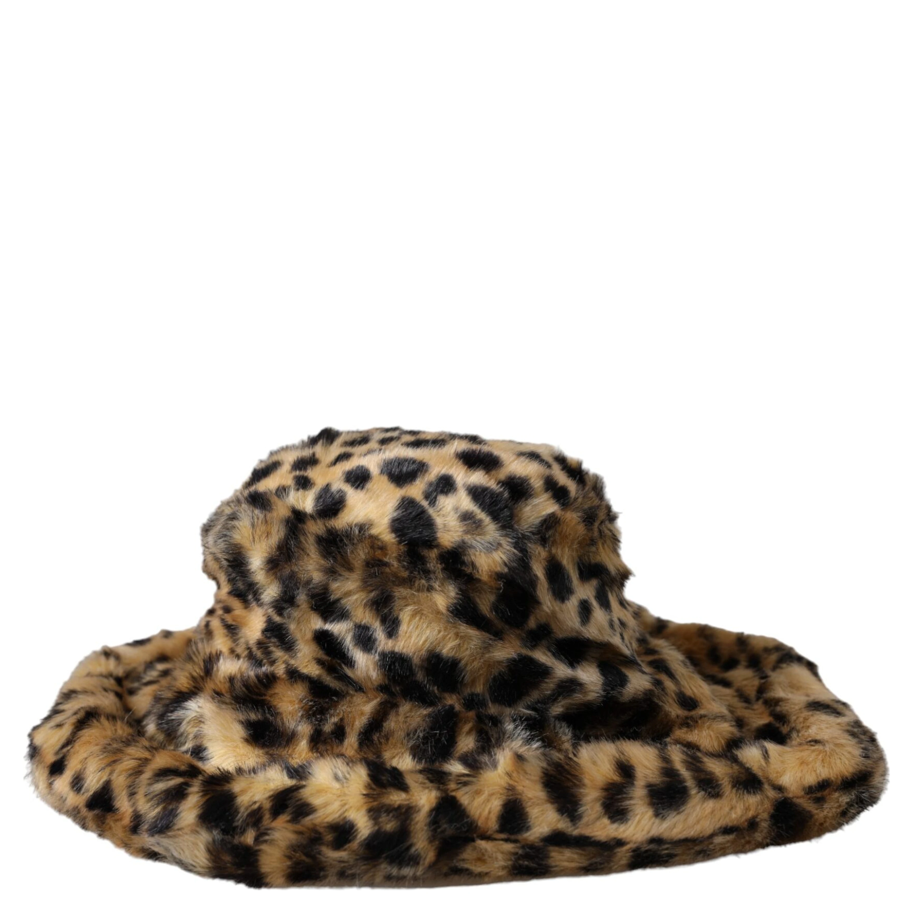 Brown Leopard Fur Women Bucket Hat
