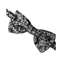 Black Floral Silk Adjustable Neck Men Bow Tie