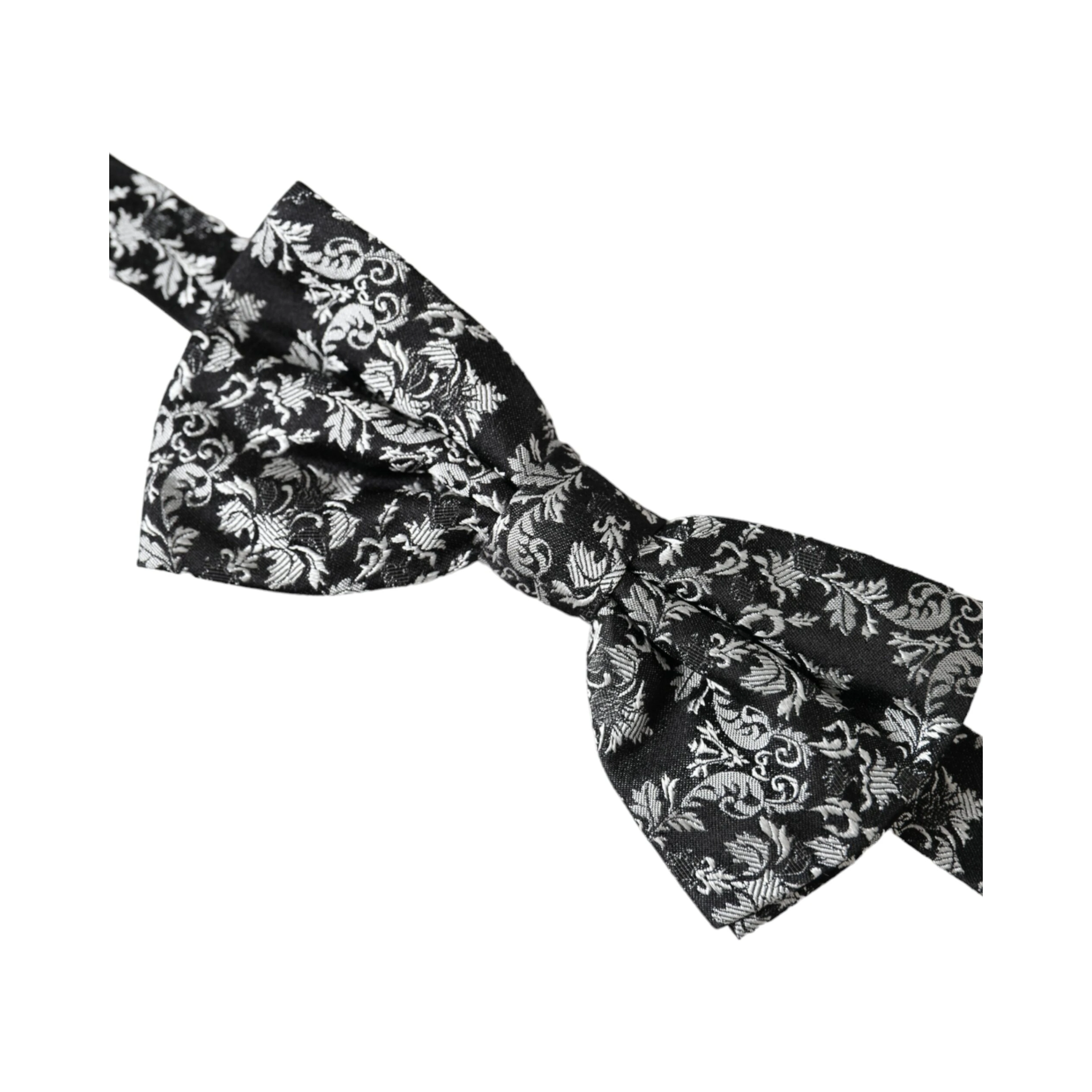 Black Floral Silk Adjustable Neck Men Bow Tie