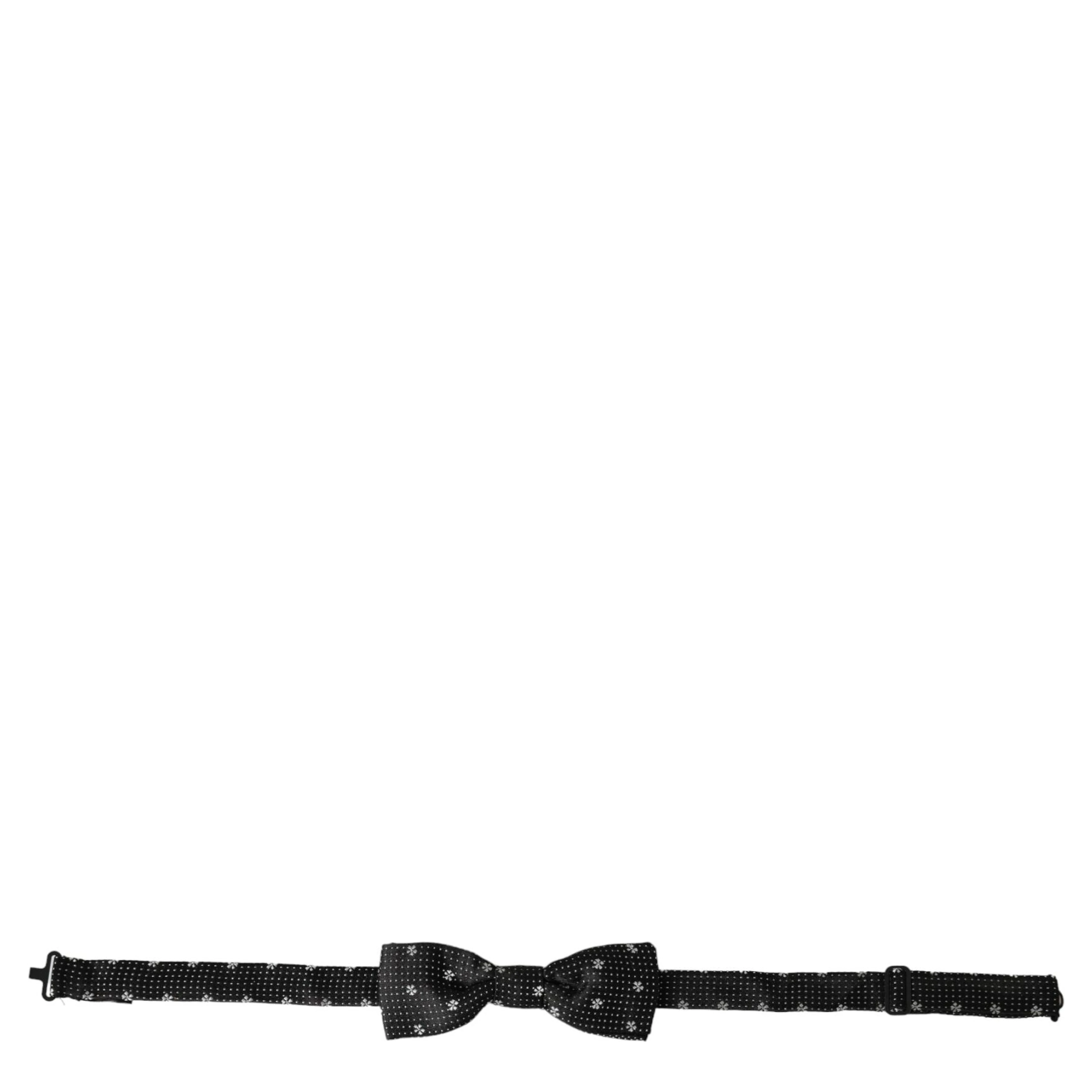 Black Silk Floral Adjustable Neck Men Papillon Bow Tie