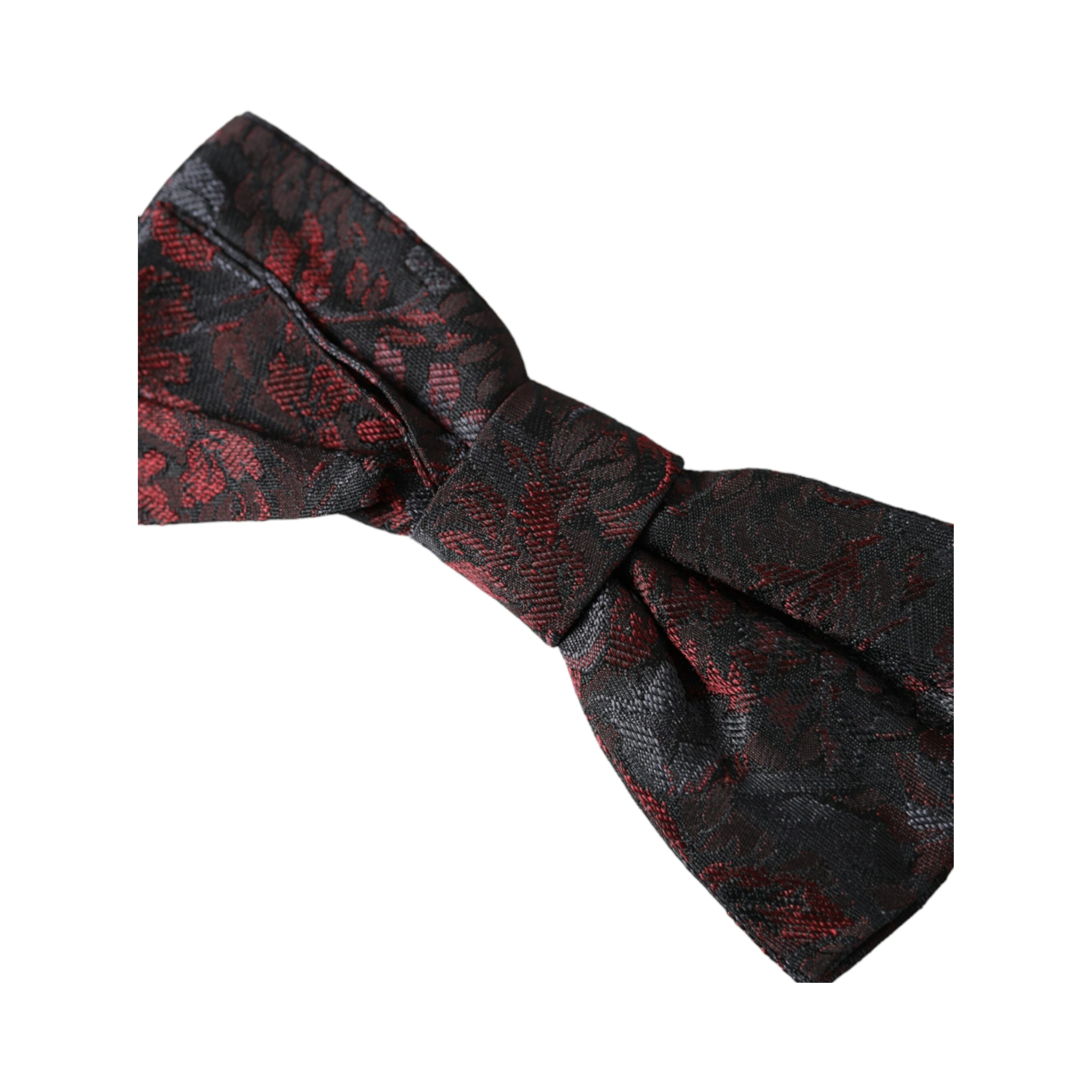 Red Black Floral Adjustable Neck Men Bow Tie