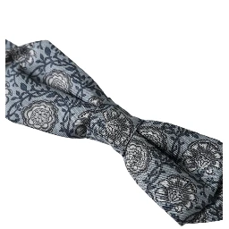 Gray Silk Patterned Adjustable Neck Men Bow Tie