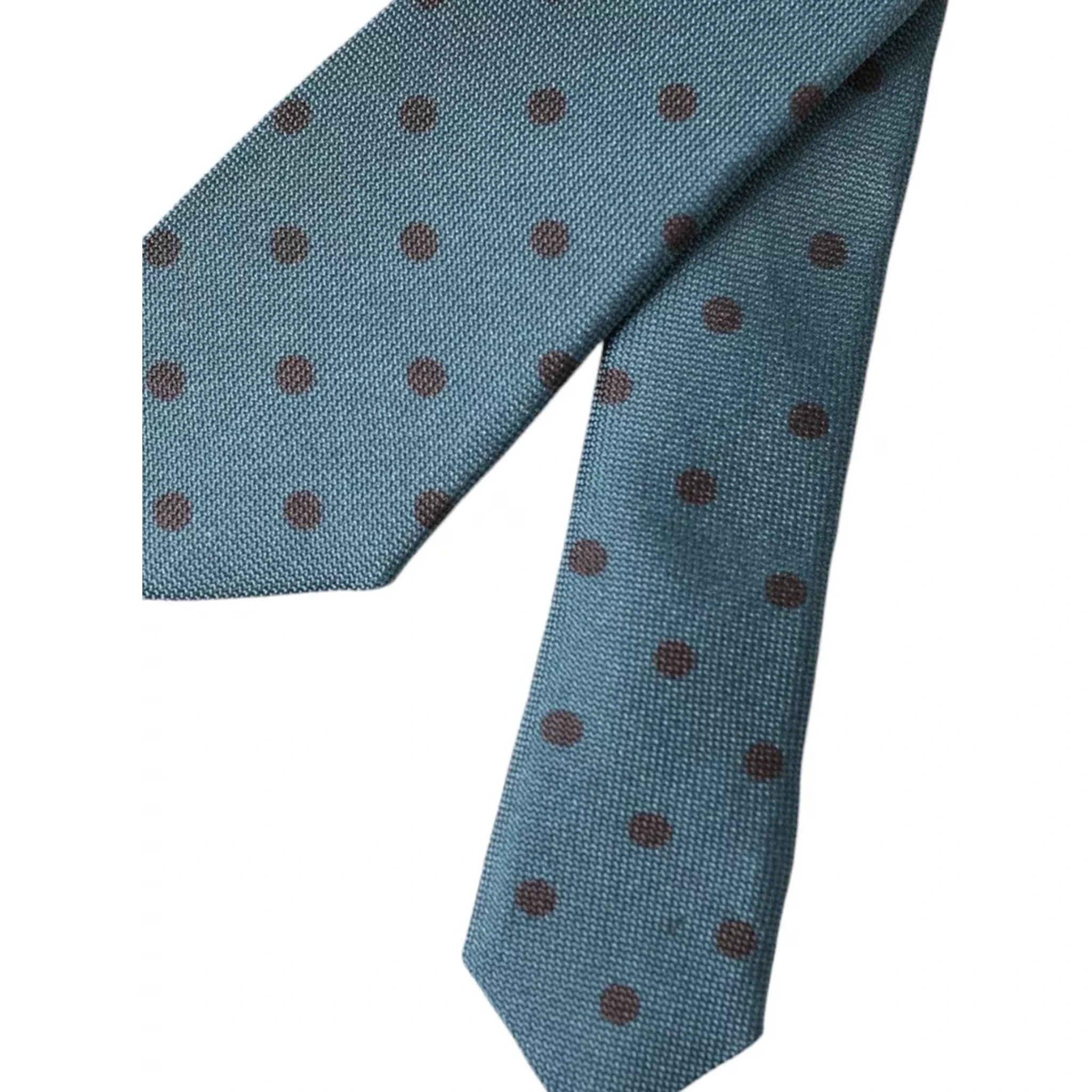 Green Black Polka Dot Silk Adjustable Men Tie
