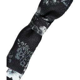 Black Floral Silk Adjustable Neck Men Bow Tie