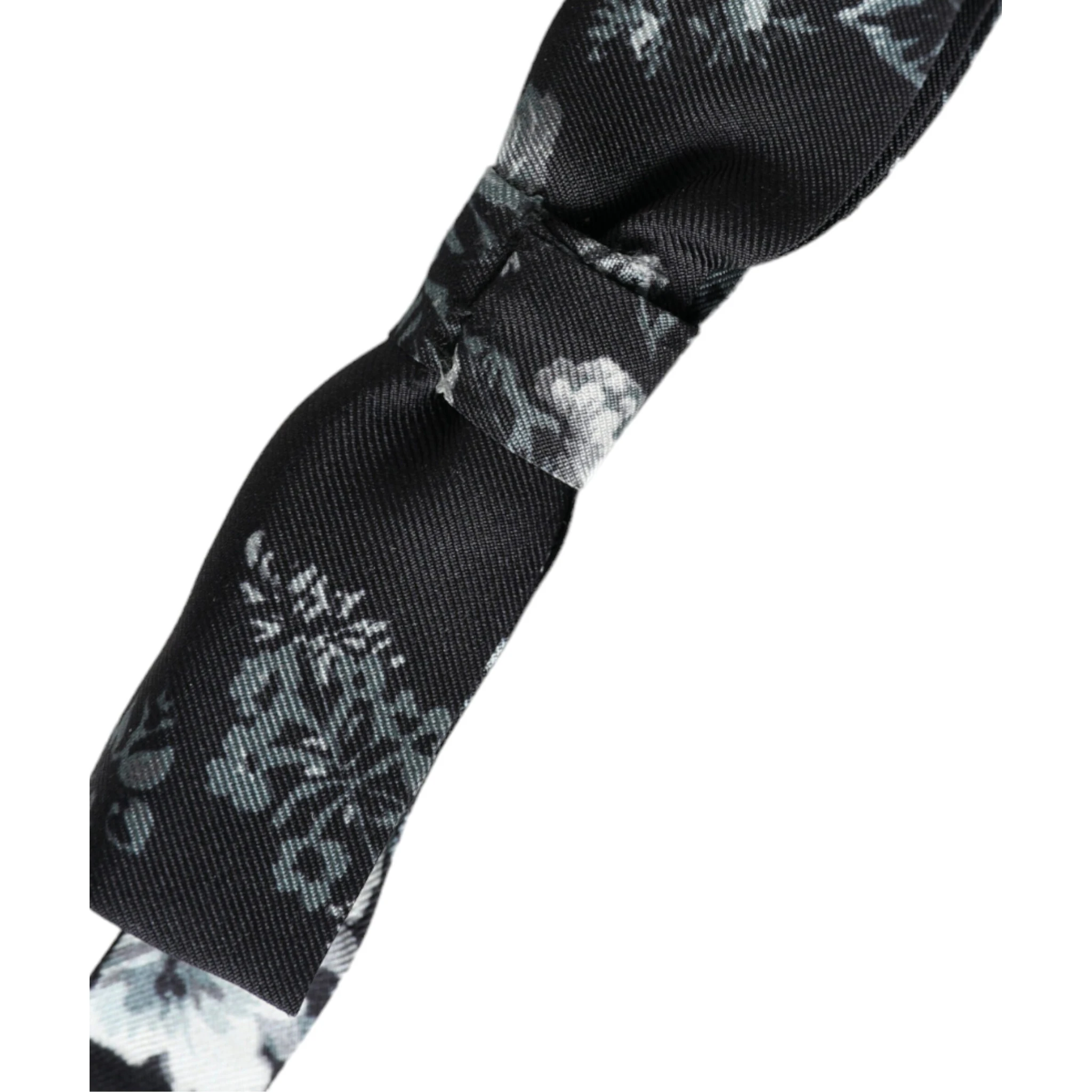 Black Floral Silk Adjustable Neck Men Bow Tie