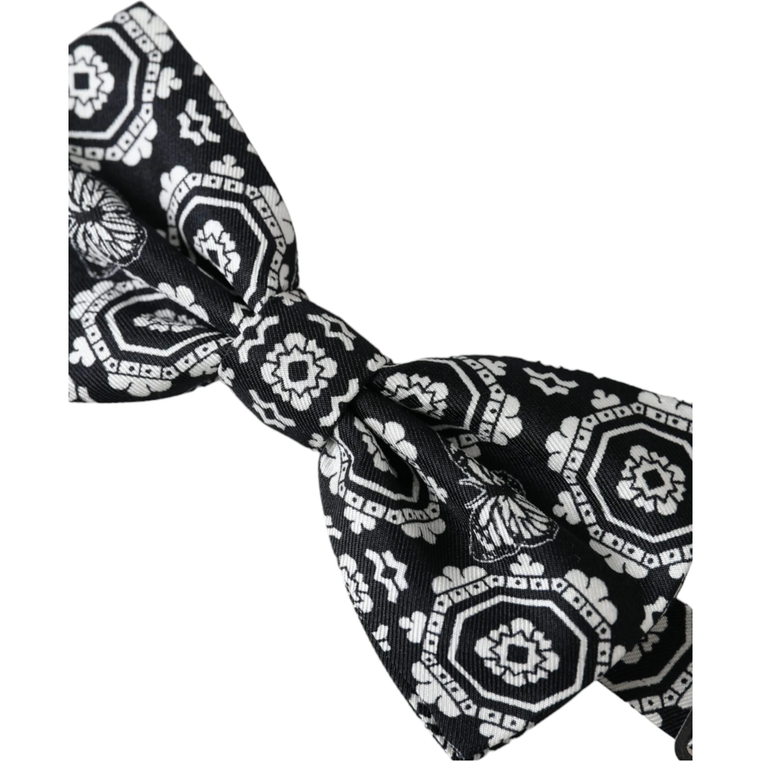 Black White Printed Adjustable Neck Men Bow Tie