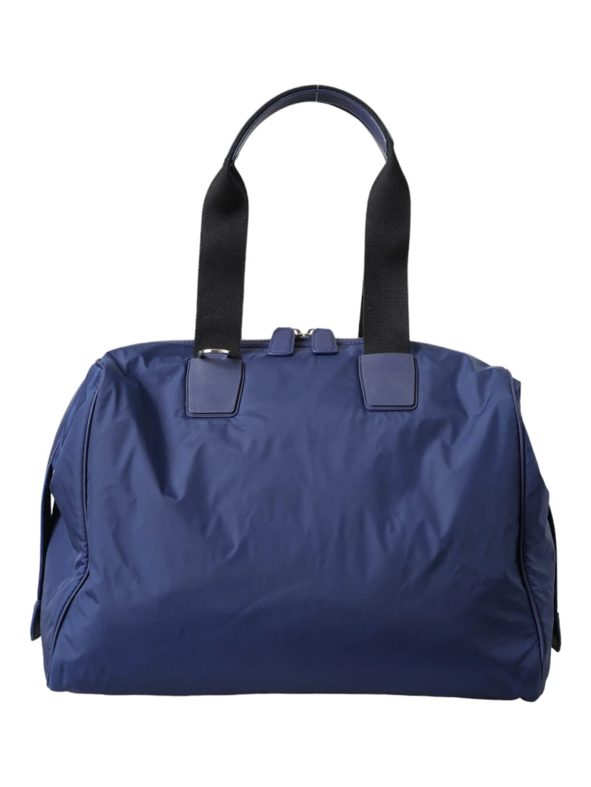 Blue Nylon Calfskin Hand Shoulder Duffel Bag