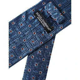 Blue Patterned 100% Silk Adjustable Men Tie