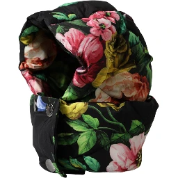 Black Floral Print Whole Head Wrap Hat