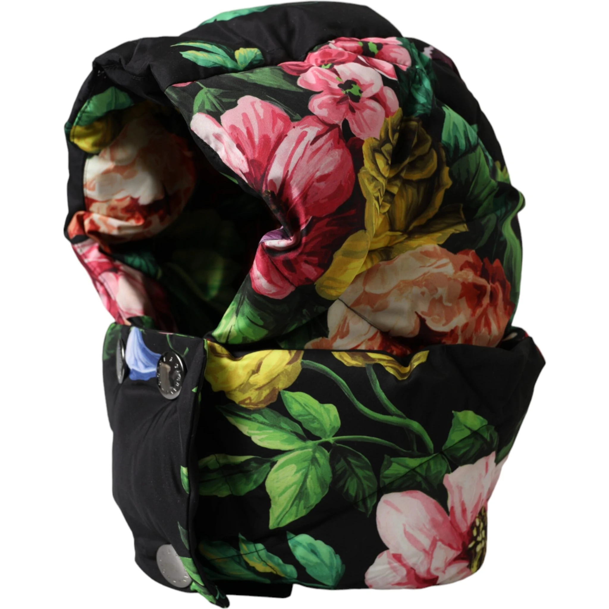 Black Floral Print Whole Head Wrap Hat