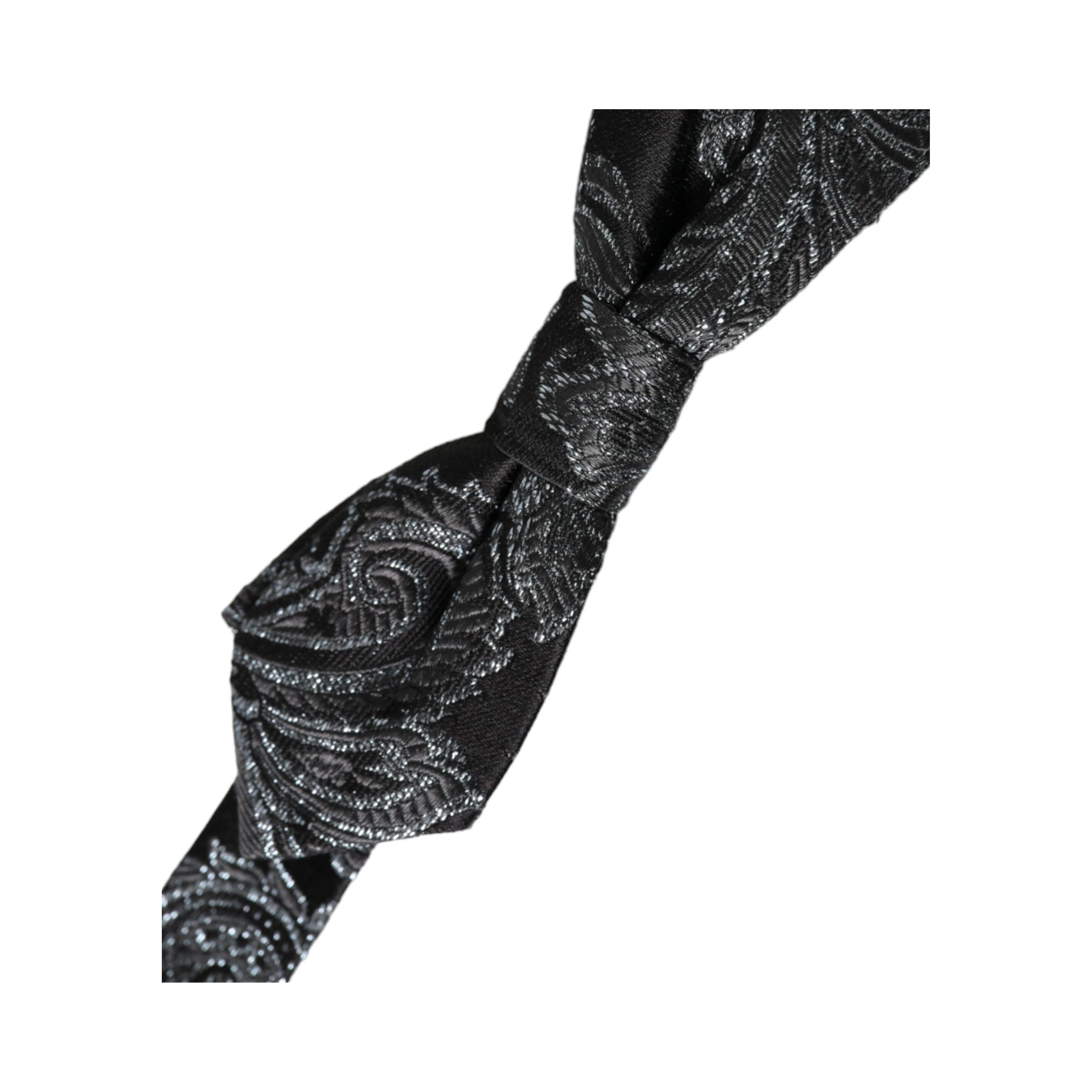 Black Silk Jacquard Adjustable Neck Men Bow Tie