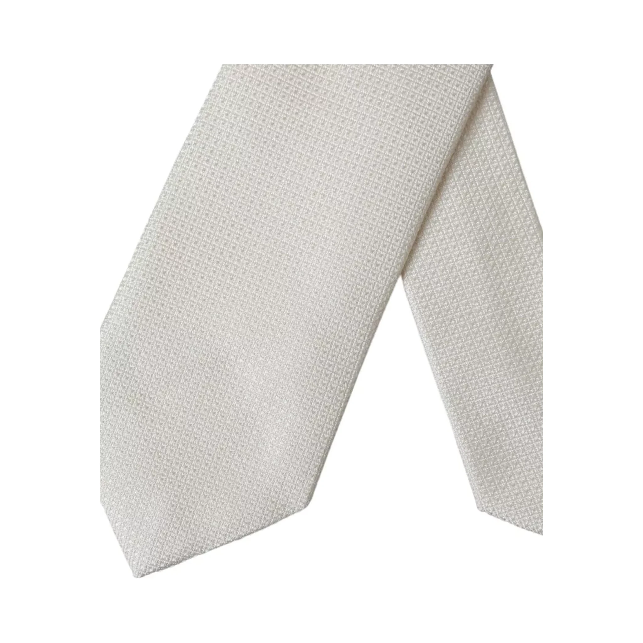 Off White Patterned Silk Classic Adjustable Tie