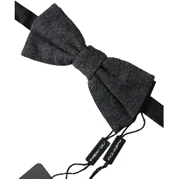 Dark Gray Silk Adjustable Neck Men Bow Tie