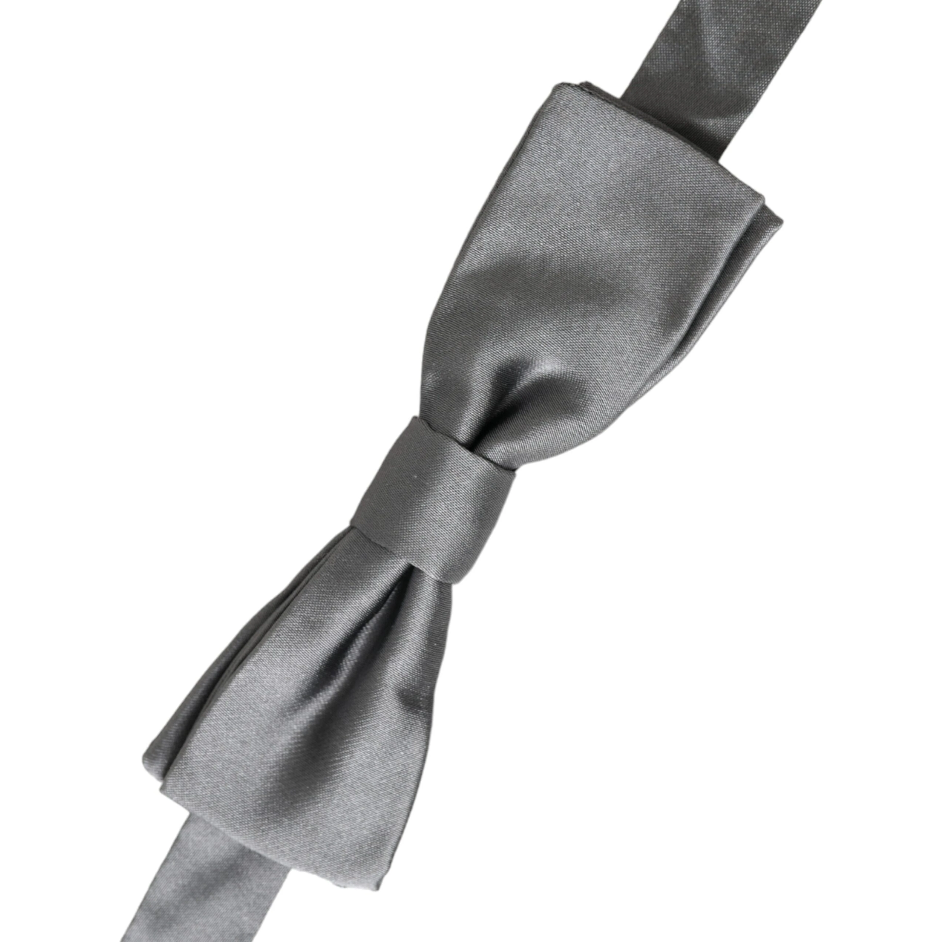 Gray Satin Silk Adjustable Neck Men Papillon Bow Tie