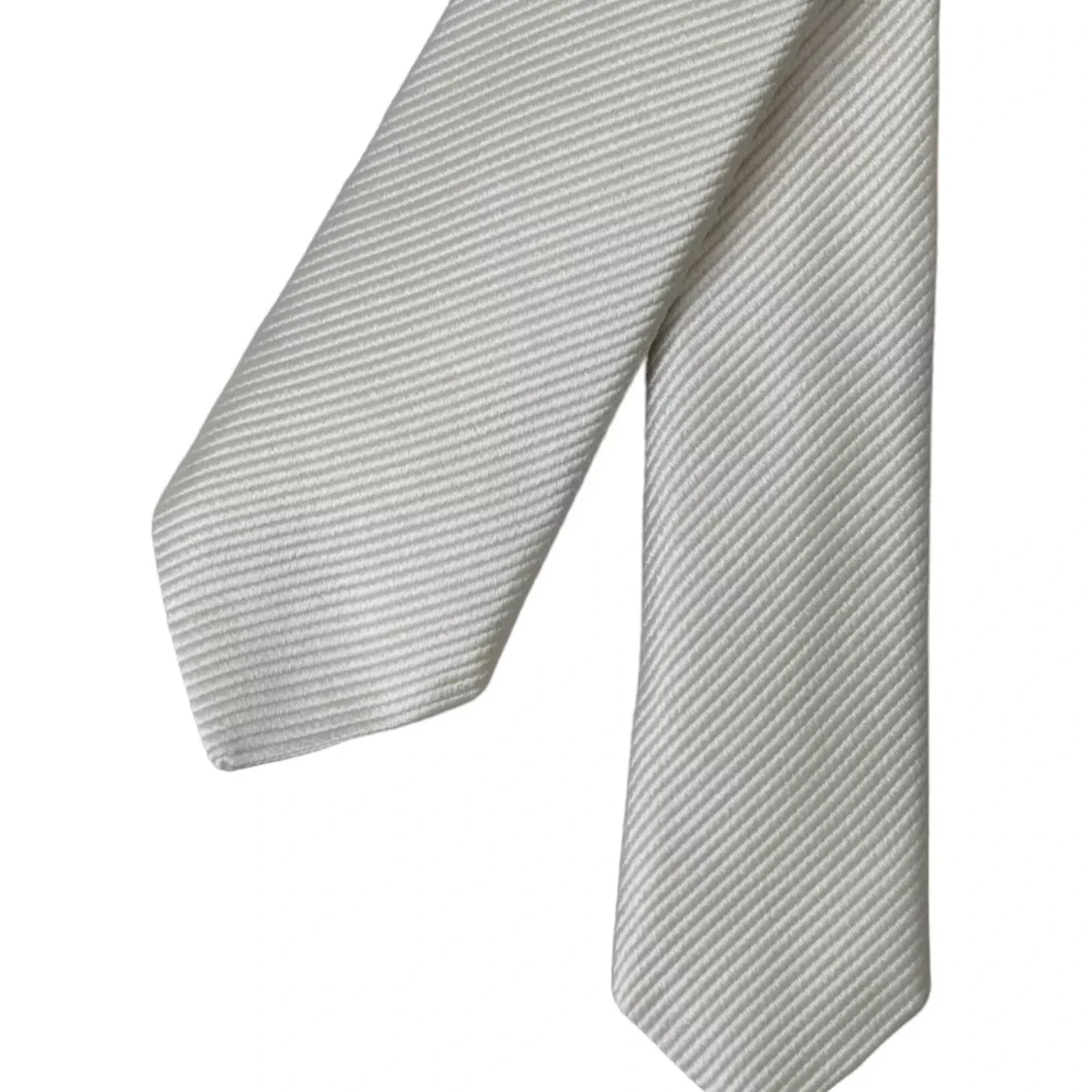 White Solid 100% Silk Adjustable Tie