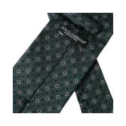 Green Silk Branded Logo Adjustable Men Tie