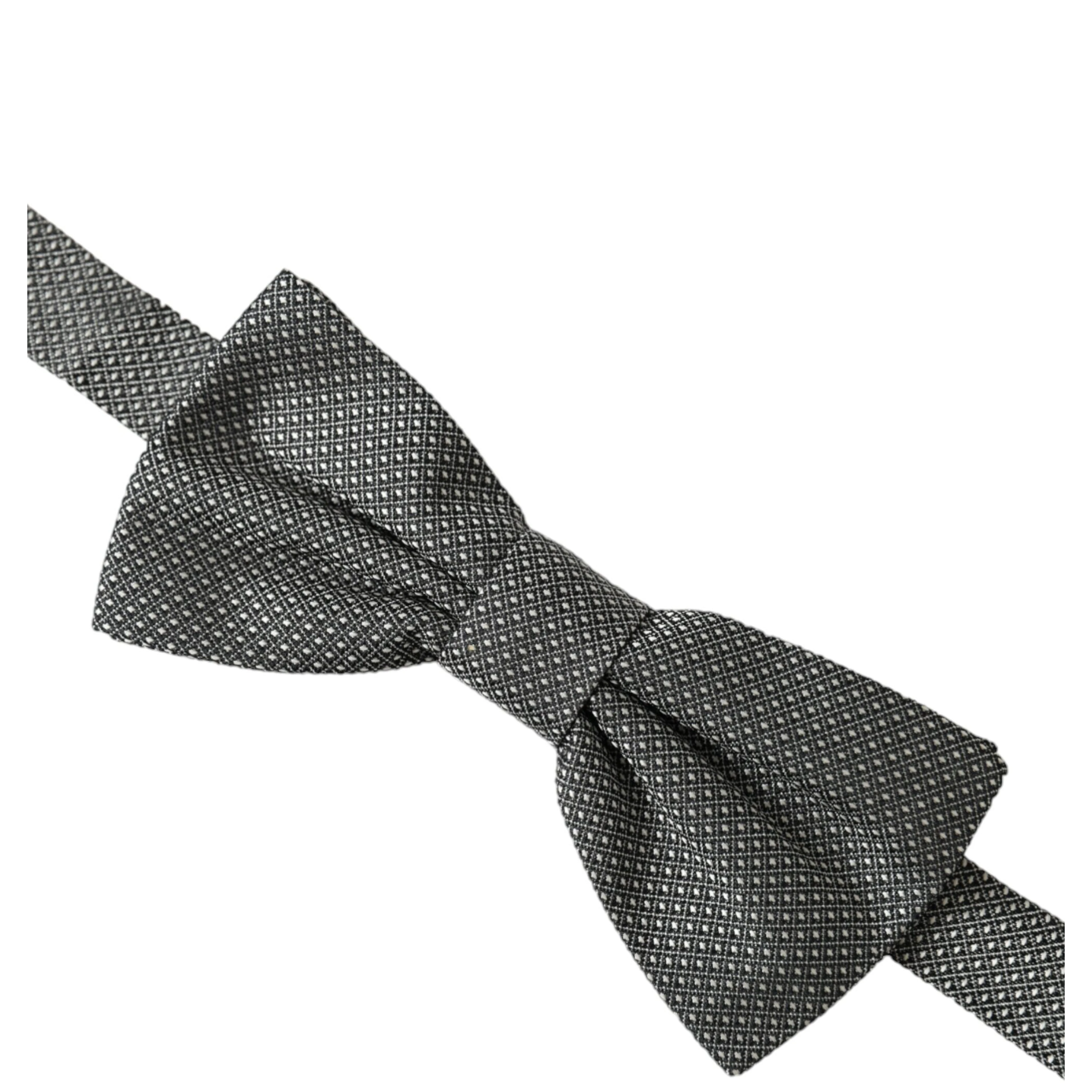 Gray Silk Patterned Adjustable Neck Men Bow Tie