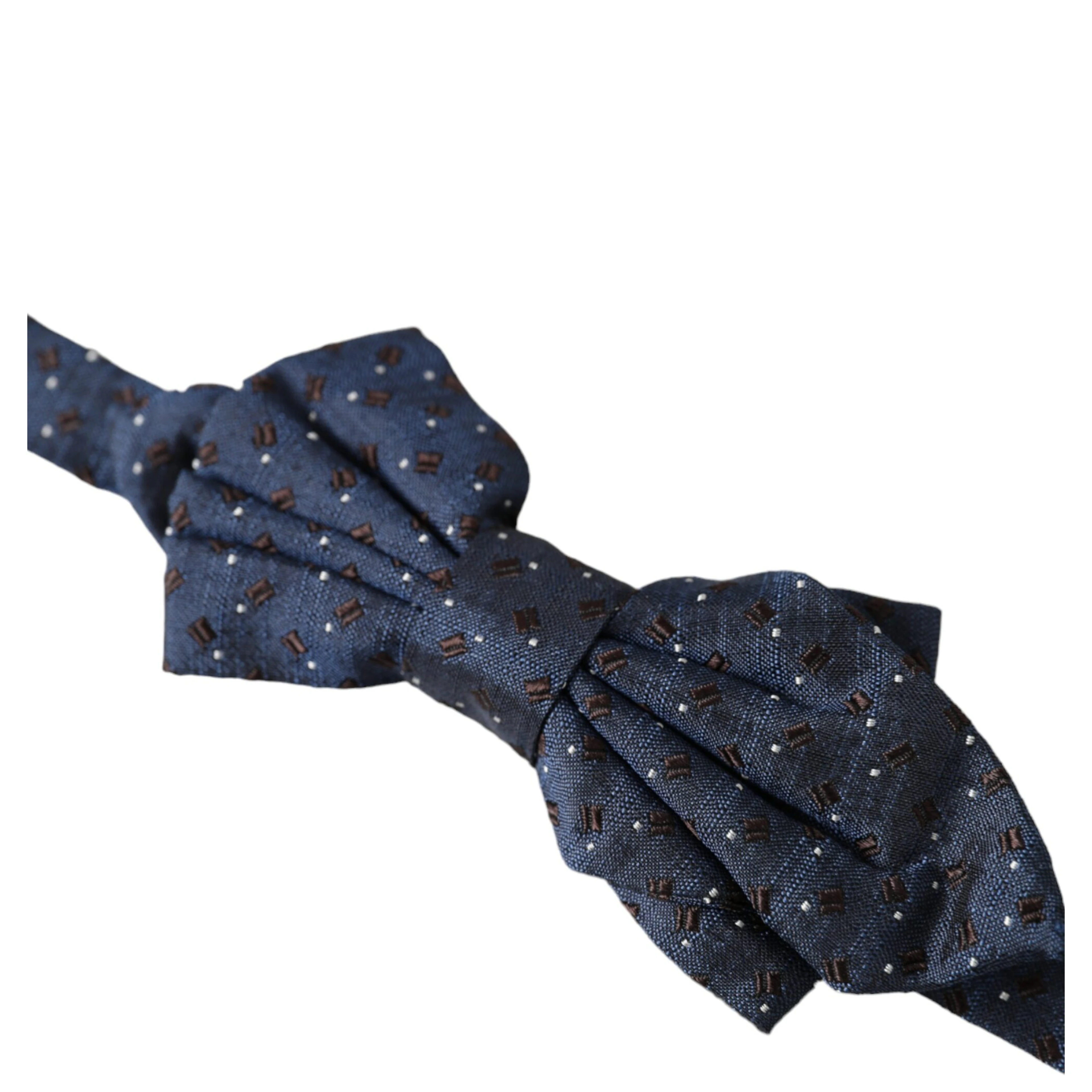 Navy Blue Silk Patterned Adjustable Men Papillon Bow Tie