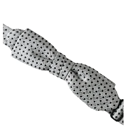 Gray Silk Polka Dot Adjustable Neck Men Papillon Bow Tie