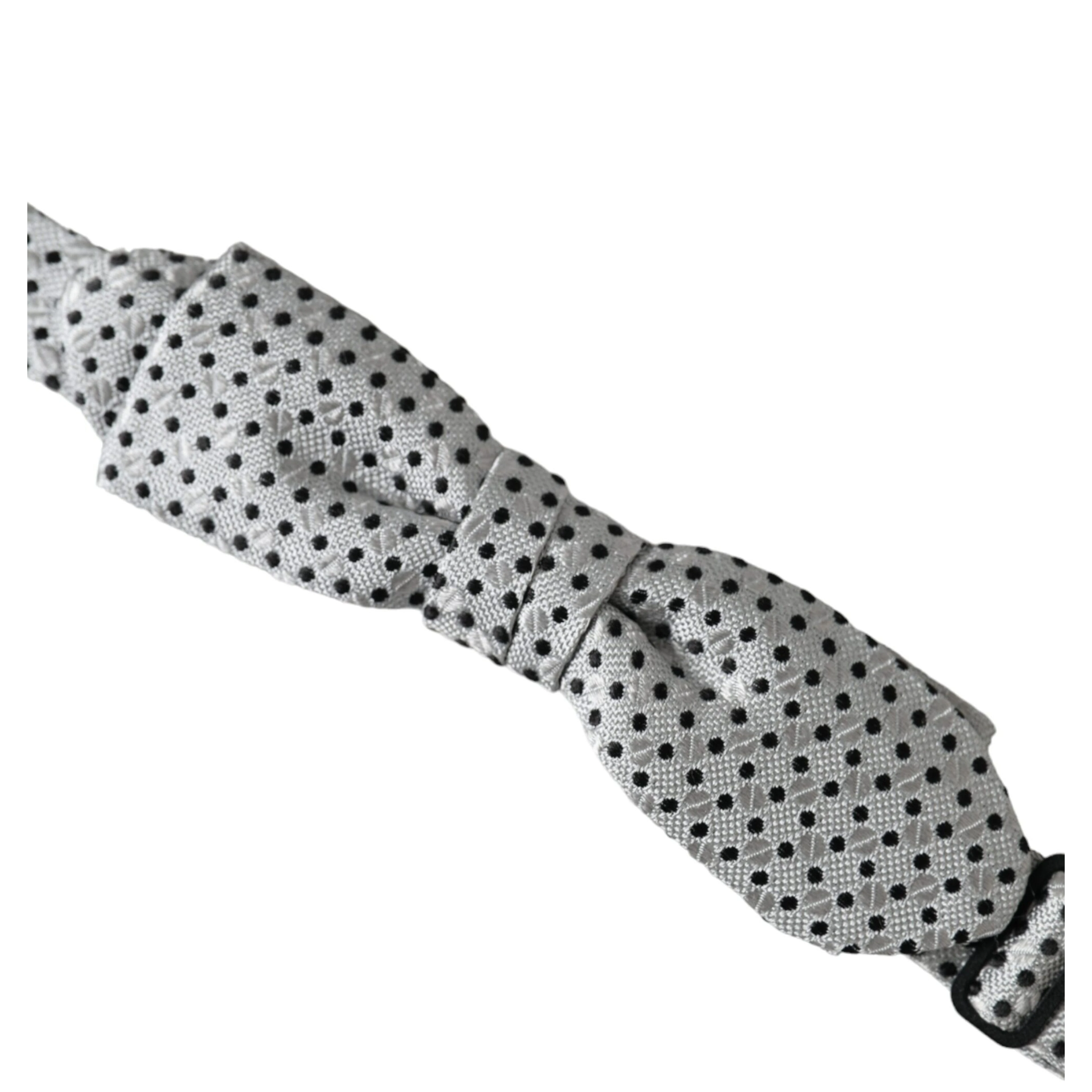 Gray Silk Polka Dot Adjustable Neck Men Papillon Bow Tie