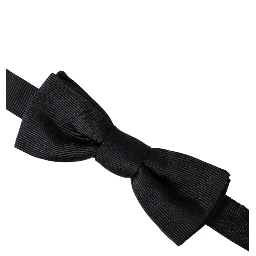 Black Silk Adjustable Neck Men Bow Tie