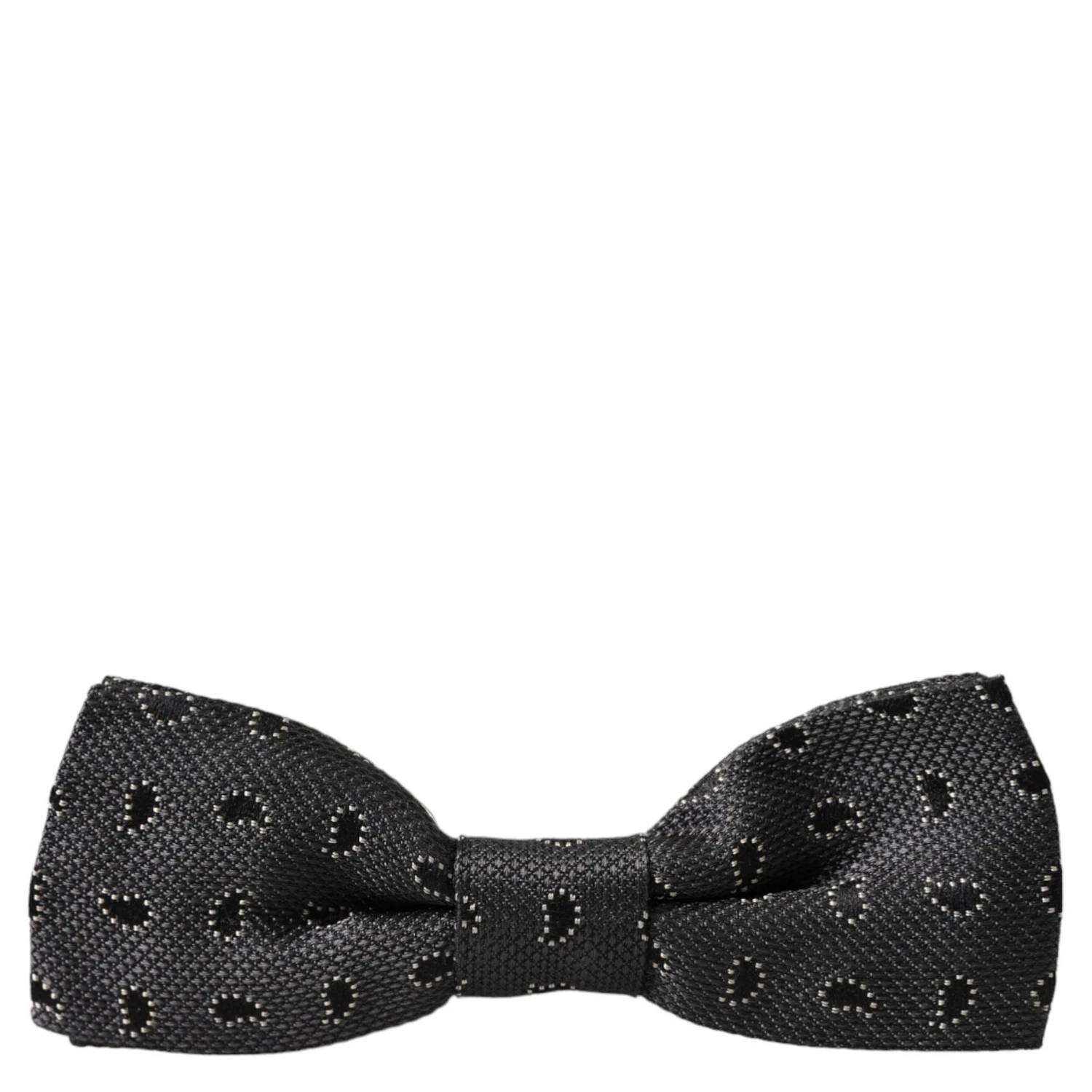 Black Silk Patterned Adjustable Neck Men Bow Tie