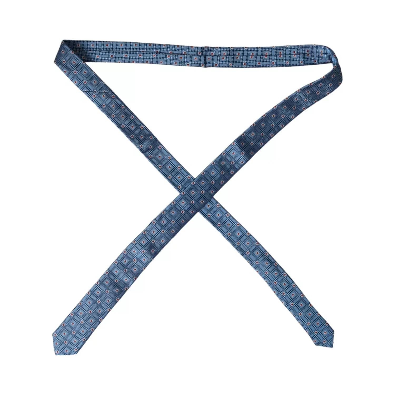 Blue Patterned 100% Silk Adjustable Men Tie