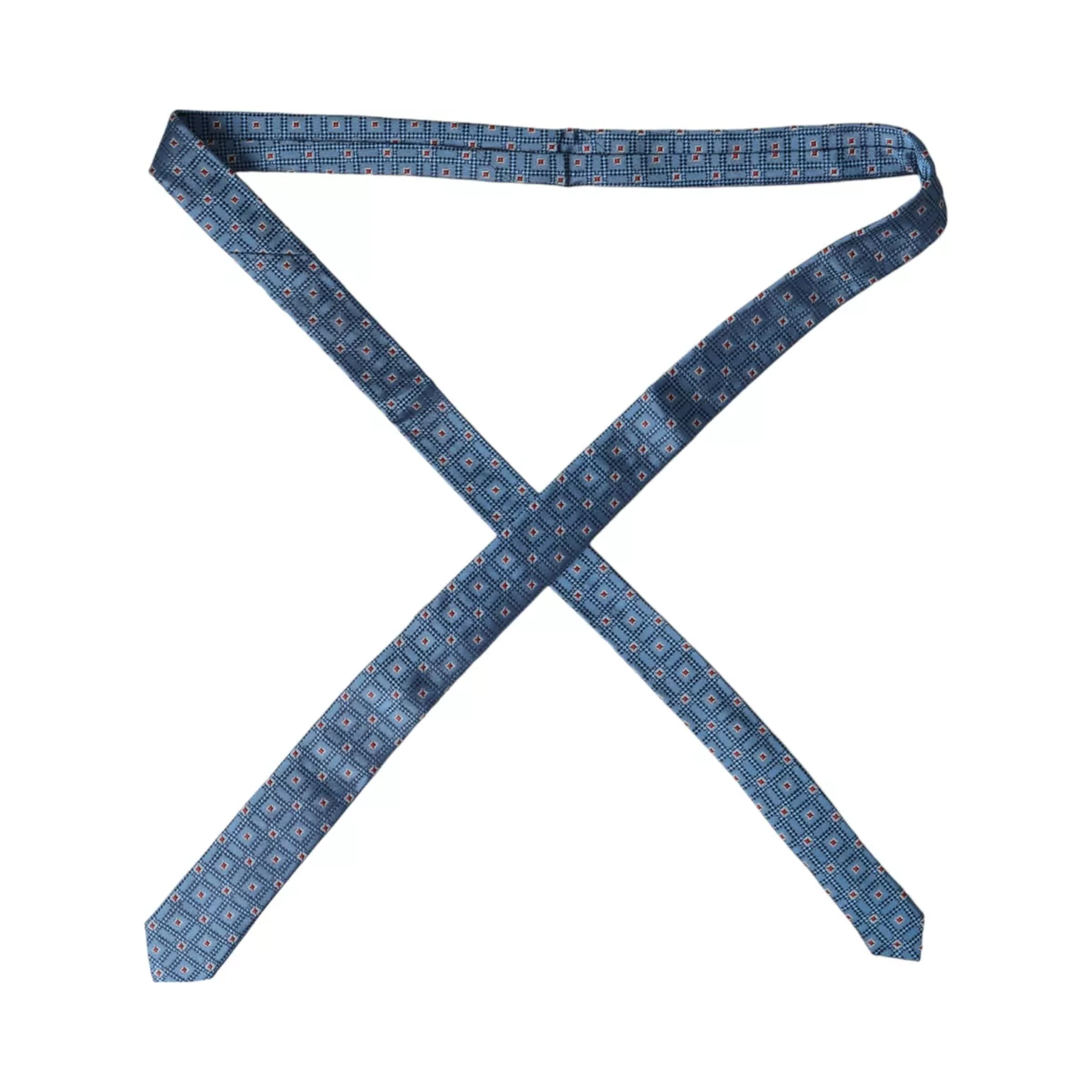 Blue Patterned 100% Silk Adjustable Men Tie