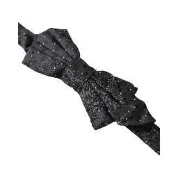 Black Silk Patterned Adjustable Neck Men Papillon Bow Tie