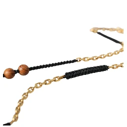 Black Gold Wooden Beaded Logo Pendant