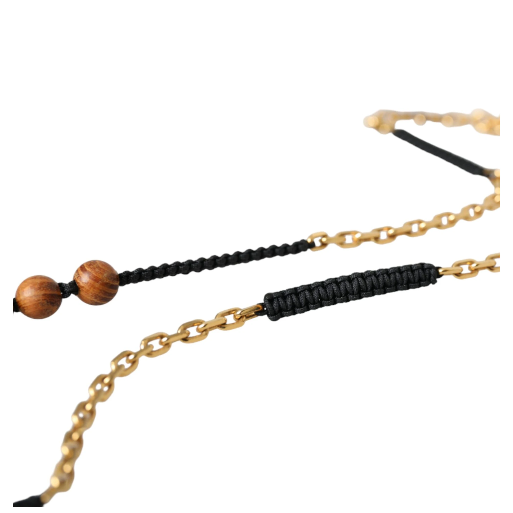 Black Gold Wooden Beaded Logo Pendant