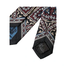 Black Printed 100% Silk Adjustable Men Tie
