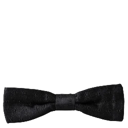 Black Silk Patterned Adjustable Neck Men Bow Tie