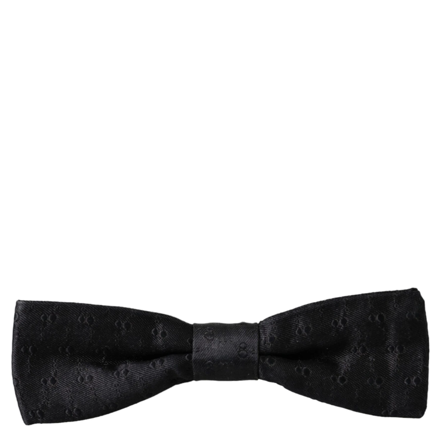 Black Silk Patterned Adjustable Neck Men Bow Tie