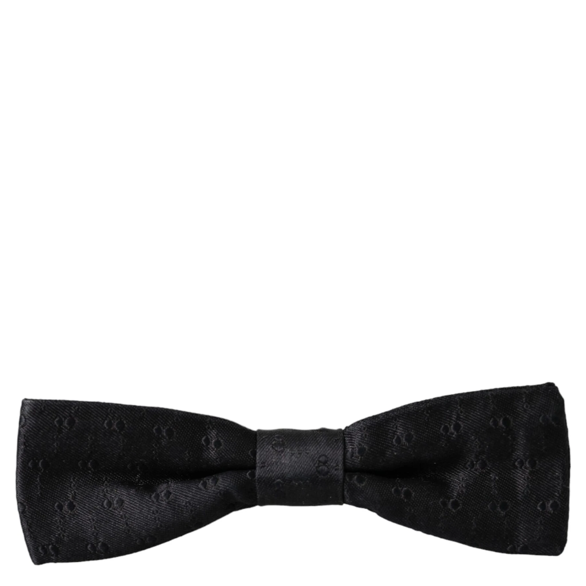 Black Silk Patterned Adjustable Neck Men Bow Tie