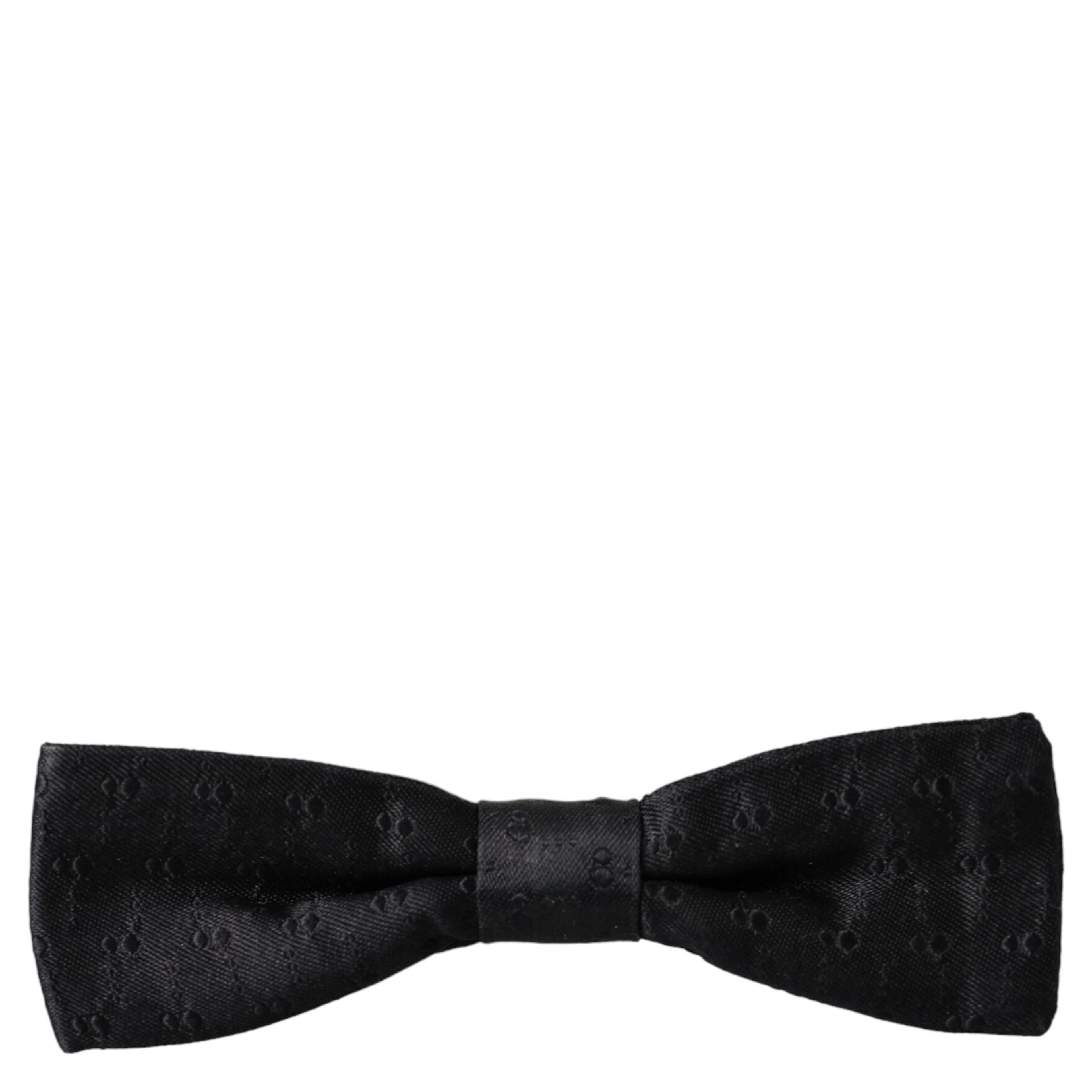 Black Silk Patterned Adjustable Neck Men Bow Tie