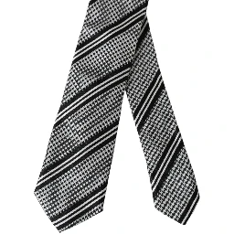 Black White Stripes Silk Adjustable Tie