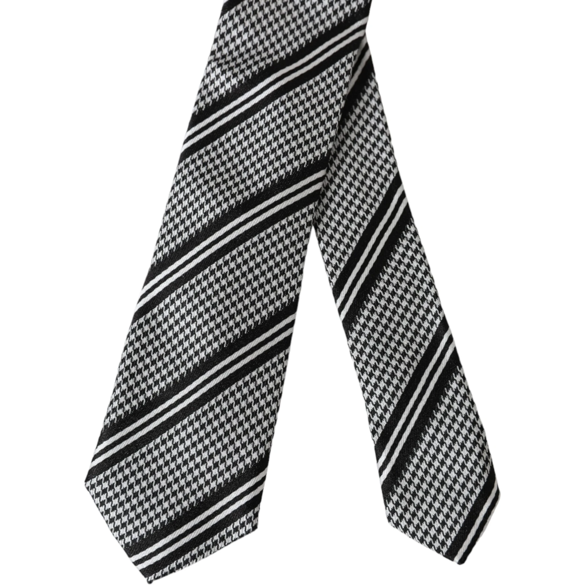 Black White Stripes Silk Adjustable Tie