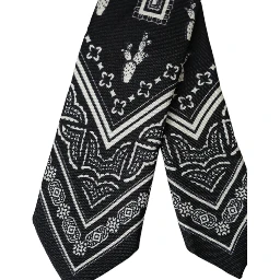 Black Patterned 100%Silk Adjustable Tie