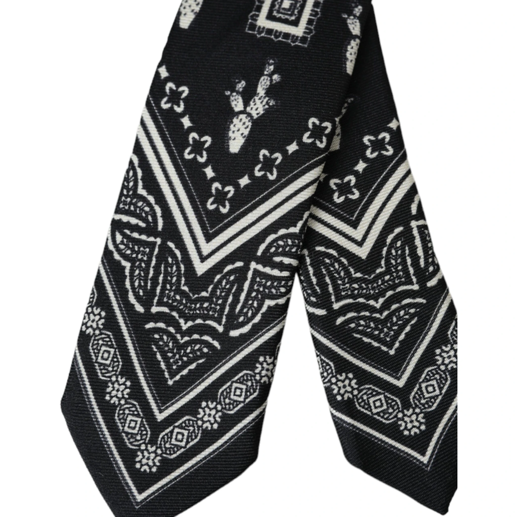 Black Patterned 100%Silk Adjustable Tie
