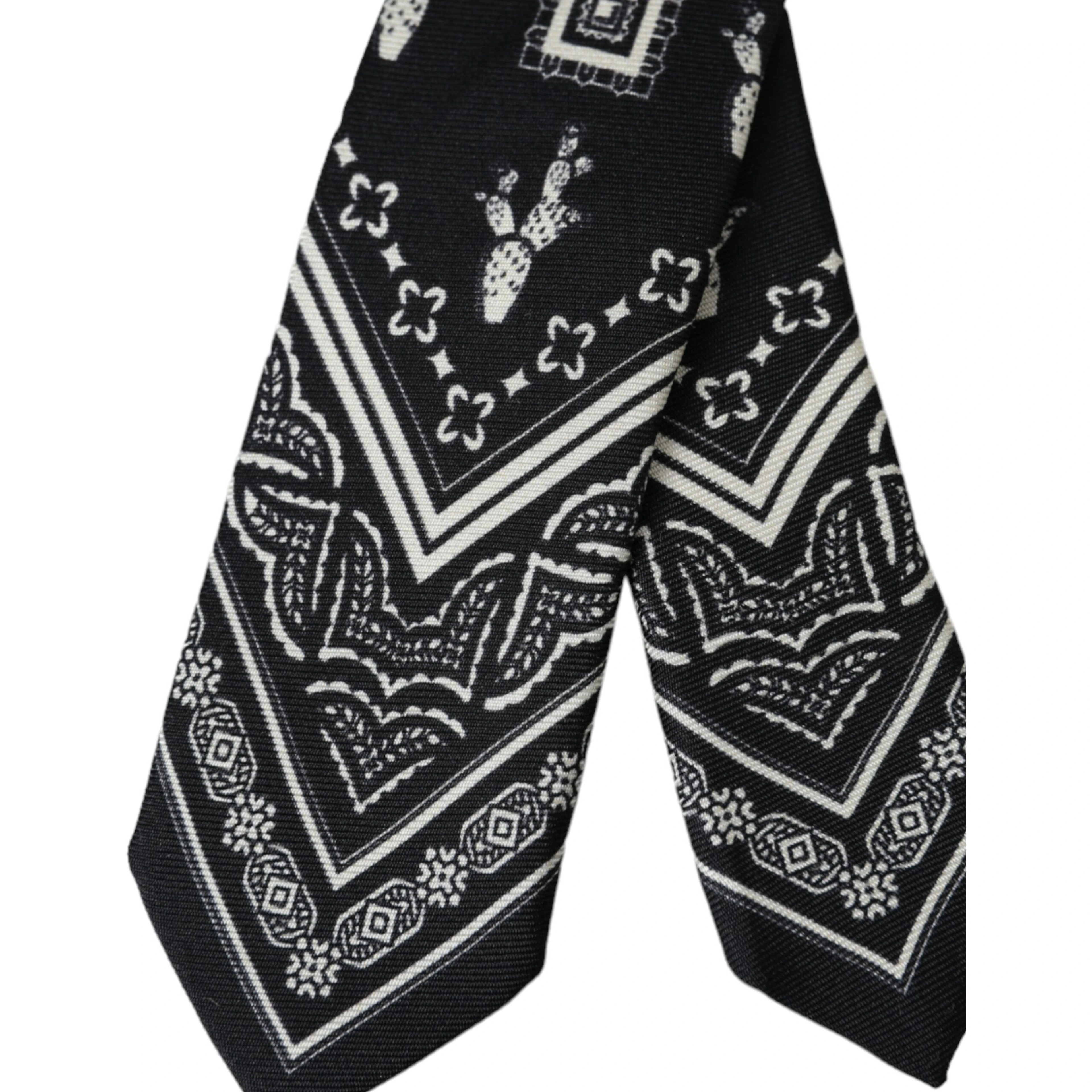 Black Patterned 100%Silk Adjustable Tie