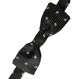 Black Silk Floral Adjustable Neck Men Papillon Bow Tie
