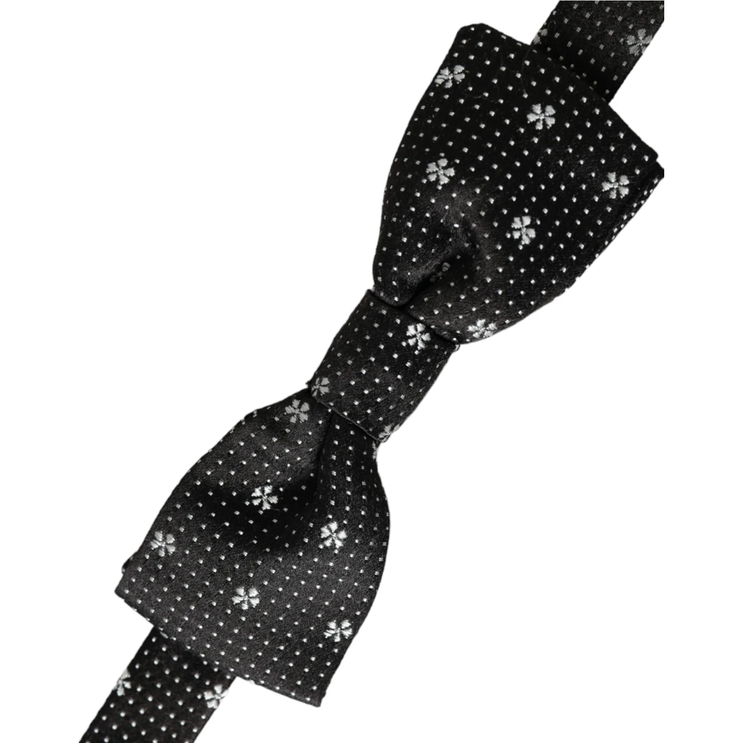 Black Silk Floral Adjustable Neck Men Papillon Bow Tie