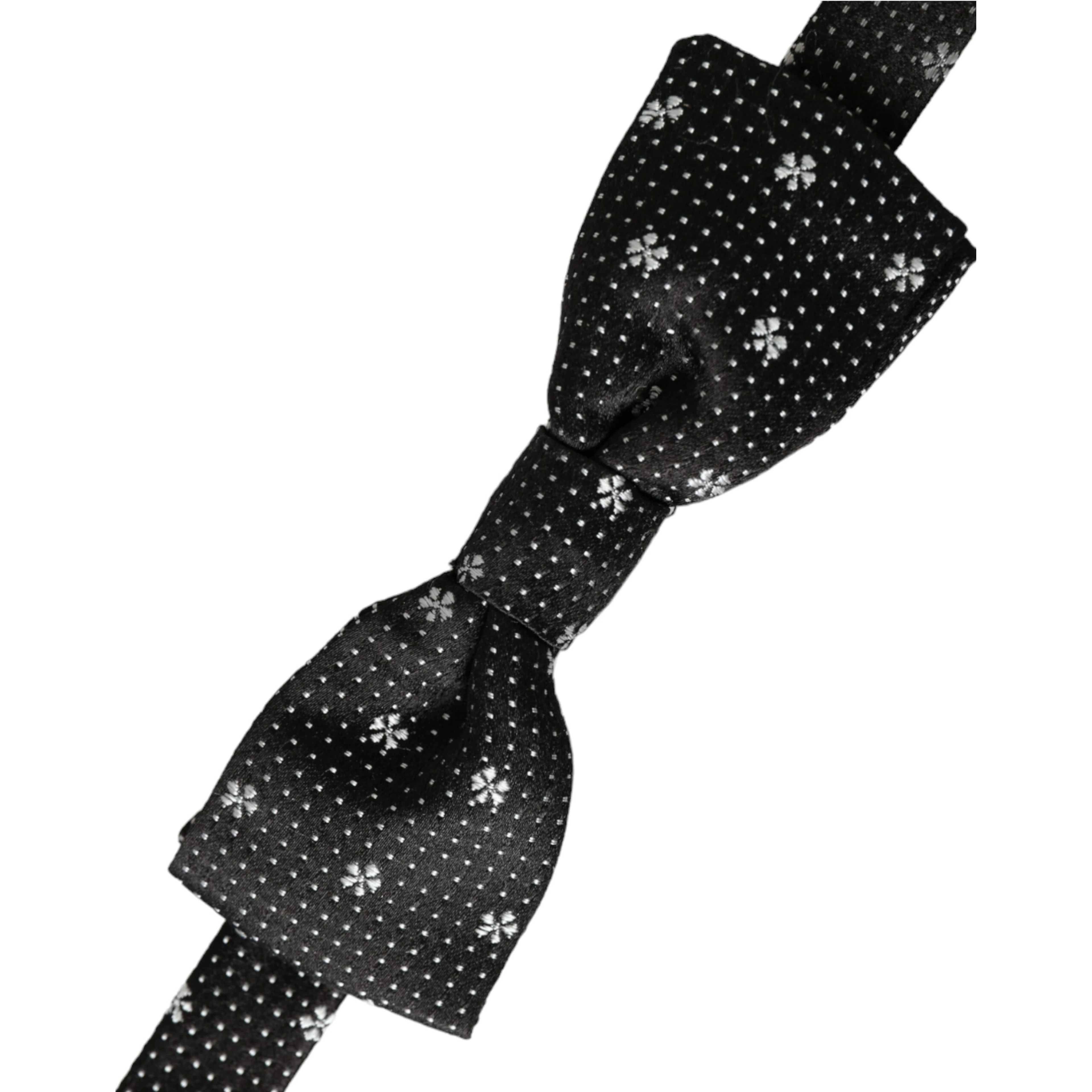 Black Silk Floral Adjustable Neck Men Papillon Bow Tie