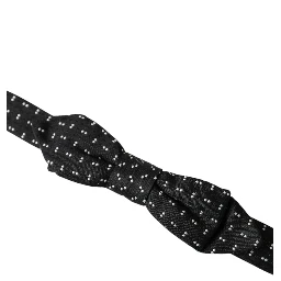 Black Silk Patterned Adjustable Neck Men Papillon Bow Tie
