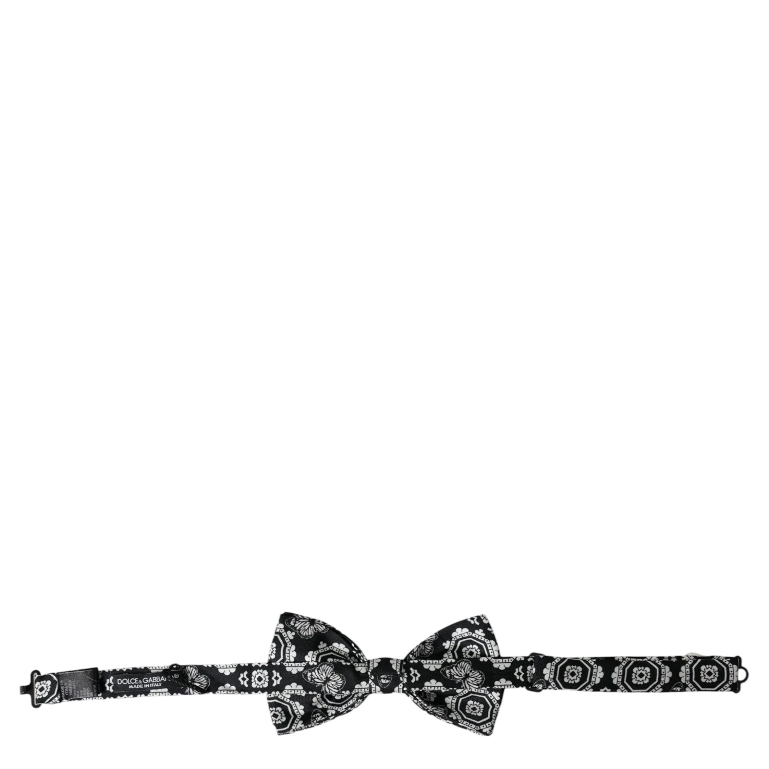 Black White Printed Adjustable Neck Men Bow Tie
