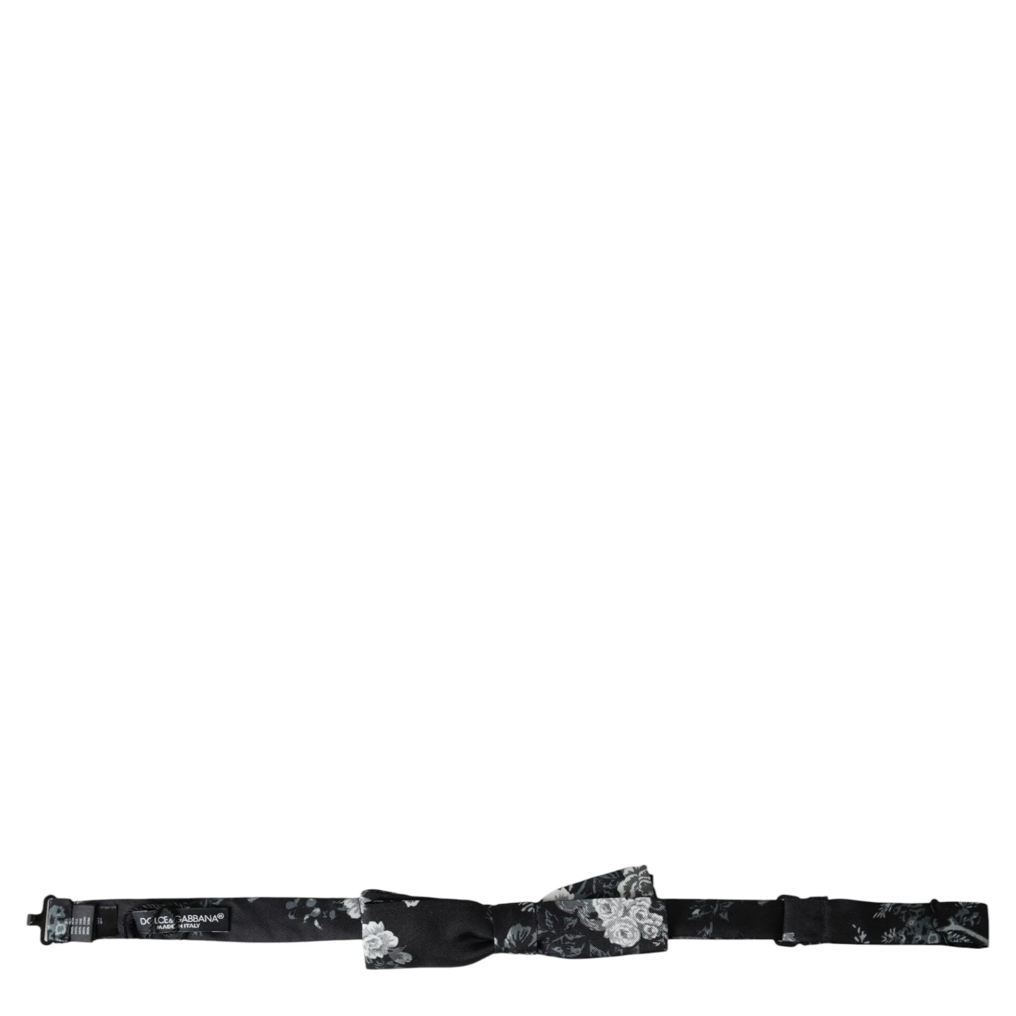 Black Floral Silk Adjustable Neck Men Bow Tie