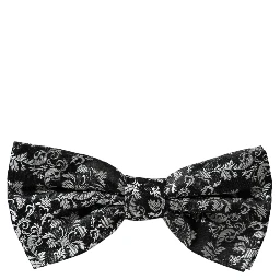 Black Floral Silk Adjustable Neck Men Bow Tie